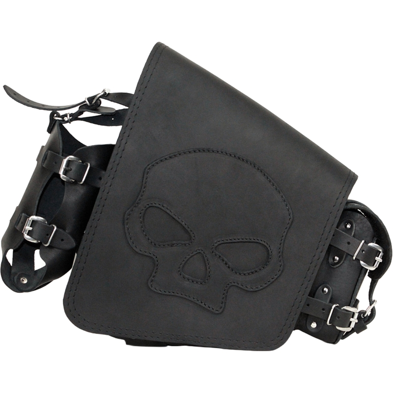Nahkainen moottoripyörälaukku RSA S494 Skull HD Softail musta