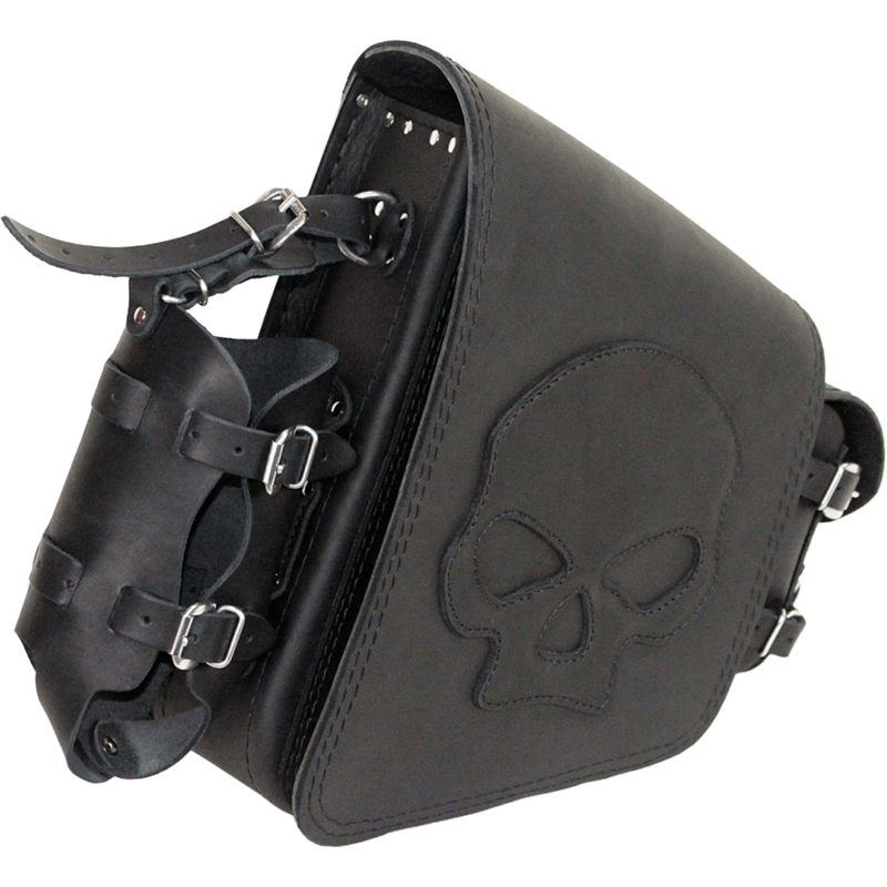 Nahkainen moottoripyörälaukku RSA S494 Skull HD Softail musta