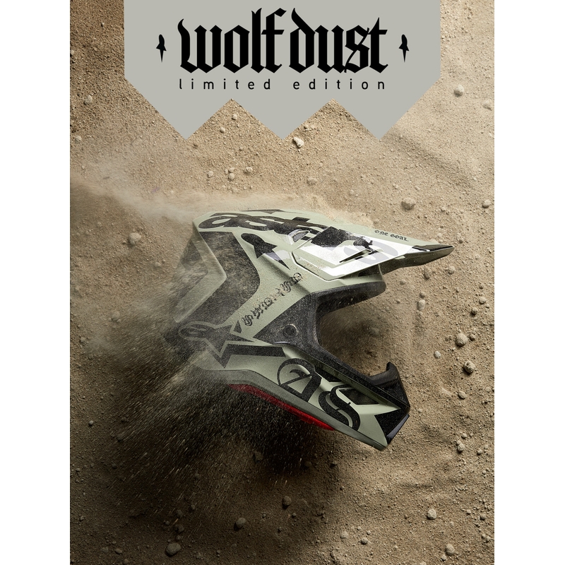 Alpinestars Supertech S-M7 Limited Edition -motocrossikypärä, Wolf Dust, hiekanmusta