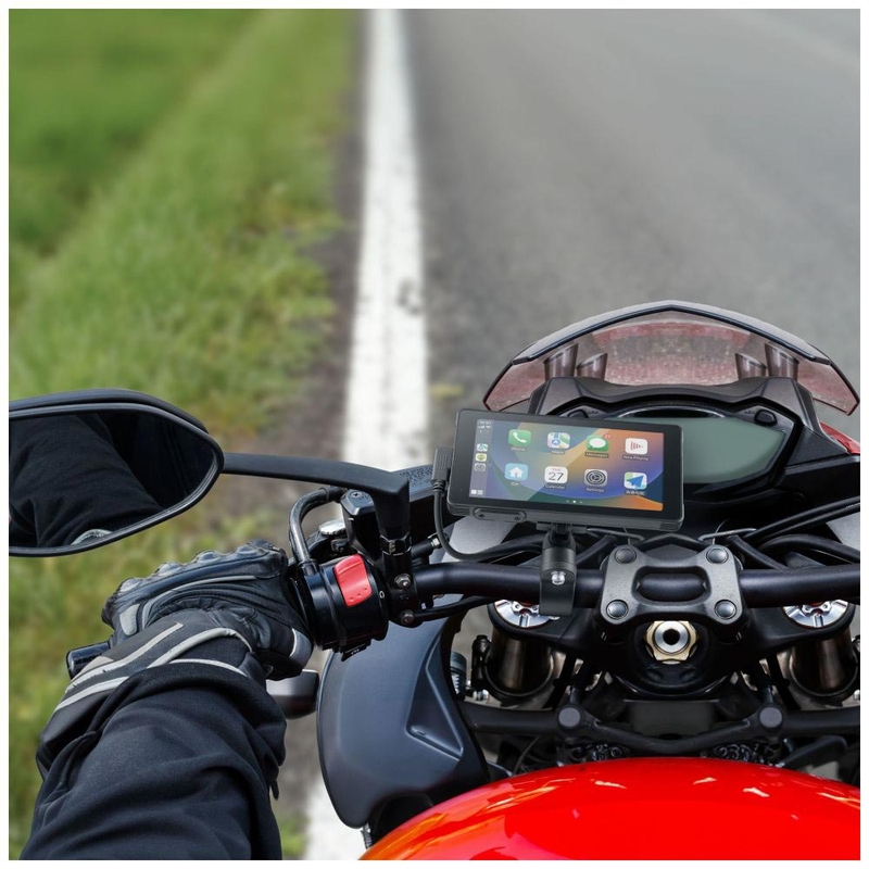 Moottoripyörän puhelimen peilinäyttö suojalasilla Interphone RideSync musta
