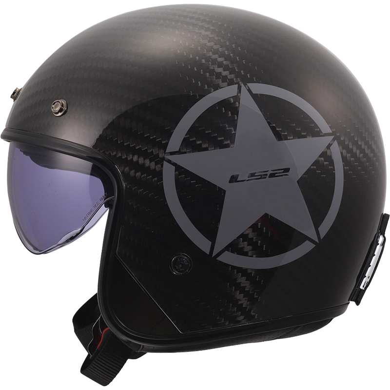 Avokypärä LS2 OF601 Bob II Carbon Star kiiltävän harmaa