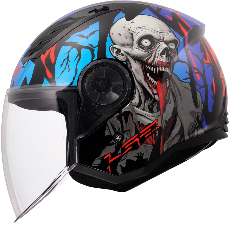 Avokypärä LS2 OF616 Airflow II Zombie kiiltävä musta-puna-sininen