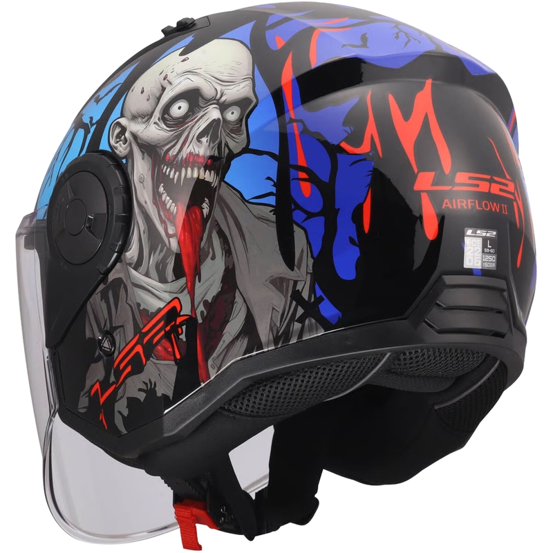 Avokypärä LS2 OF616 Airflow II Zombie kiiltävä musta-puna-sininen
