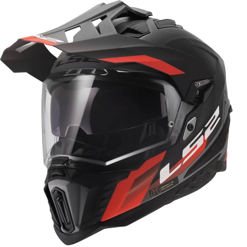 Endurokypärä LS2 MX701 Explorer Hexa mattamusta-punainen-harmaa