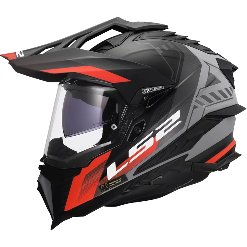 Endurokypärä LS2 MX701 Explorer Hexa mattamusta-punainen-harmaa