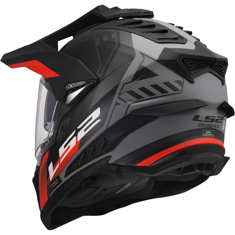 Endurokypärä LS2 MX701 Explorer Hexa mattamusta-punainen-harmaa
