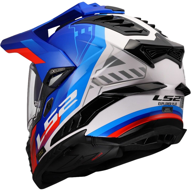 Endurokypärä LS2 MX701 Explorer Hexa kiiltävä valkoinen-sini-punainen