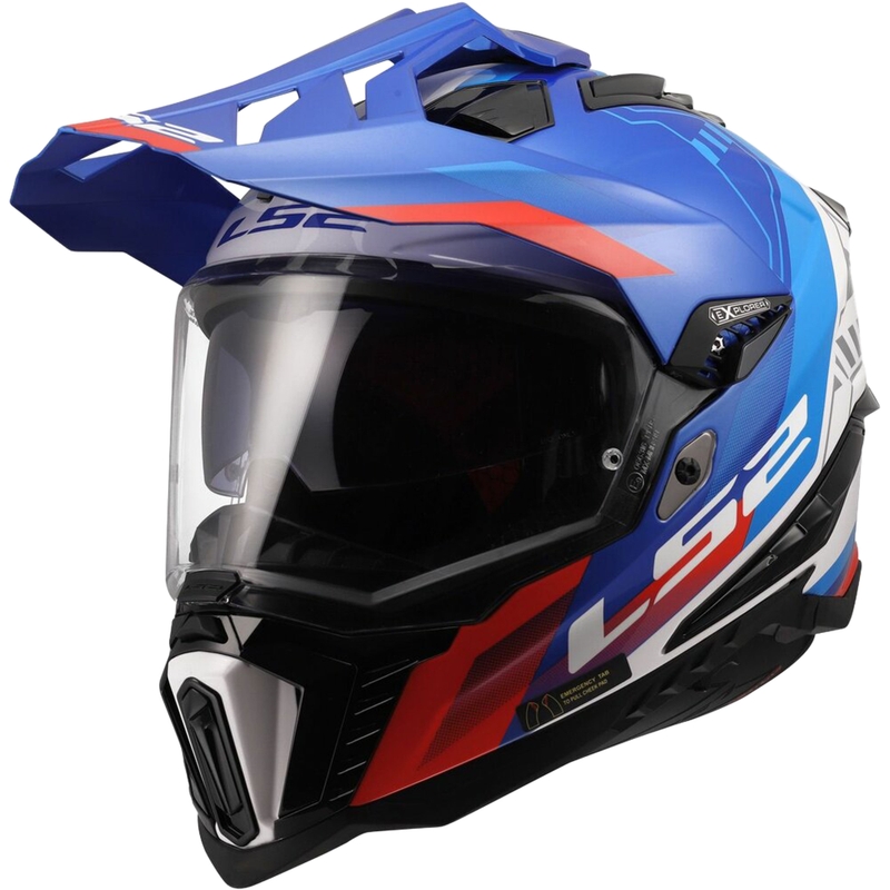 Endurokypärä LS2 MX701 Explorer Hexa kiiltävä valkoinen-sini-punainen