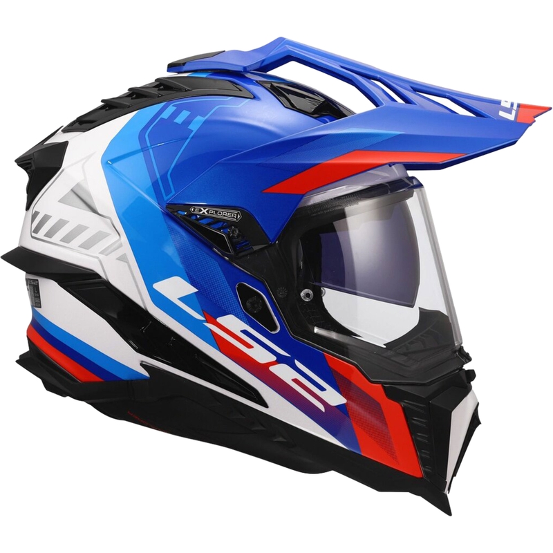 Endurokypärä LS2 MX701 Explorer Hexa kiiltävä valkoinen-sini-punainen