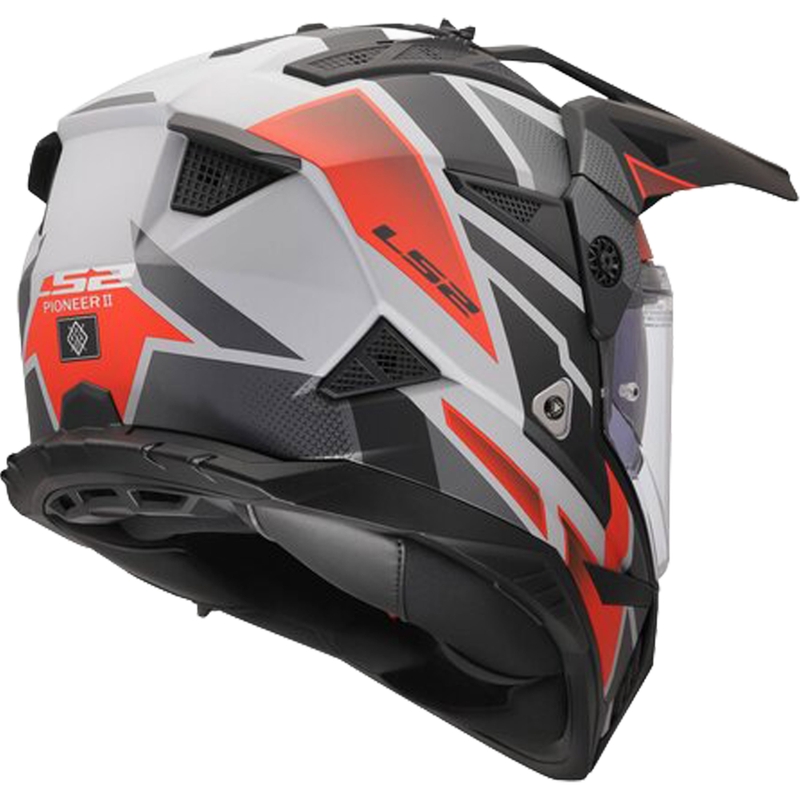Enduro-moottoripyöräkypärä LS2 MX702 Pioneer II Block mattaharmaa-punainen