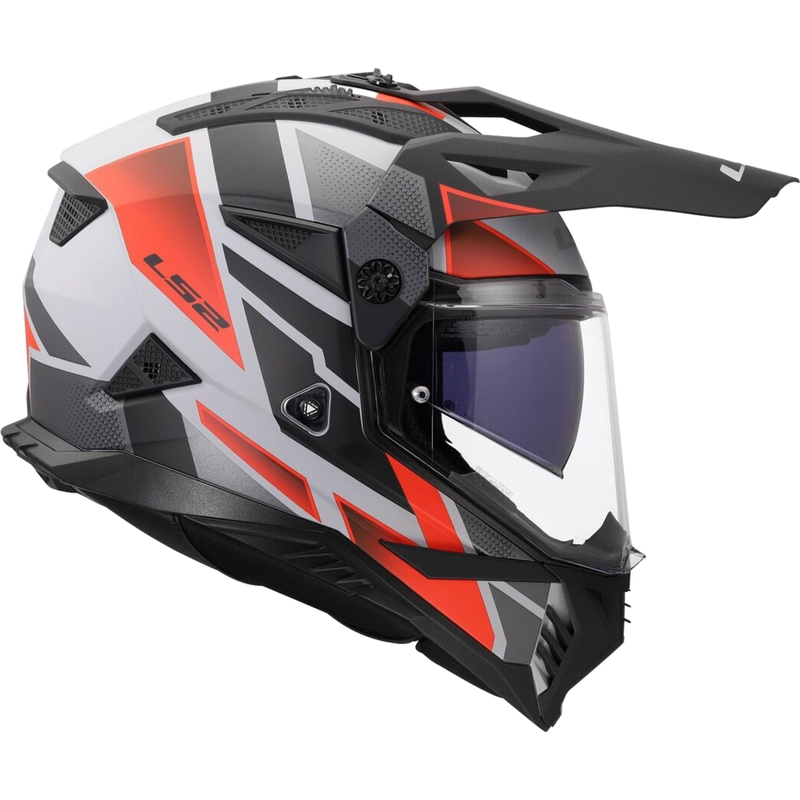 Enduro-moottoripyöräkypärä LS2 MX702 Pioneer II Block mattaharmaa-punainen