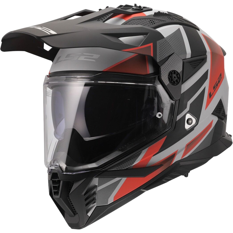Enduro-moottoripyöräkypärä LS2 MX702 Pioneer II Block mattaharmaa-punainen
