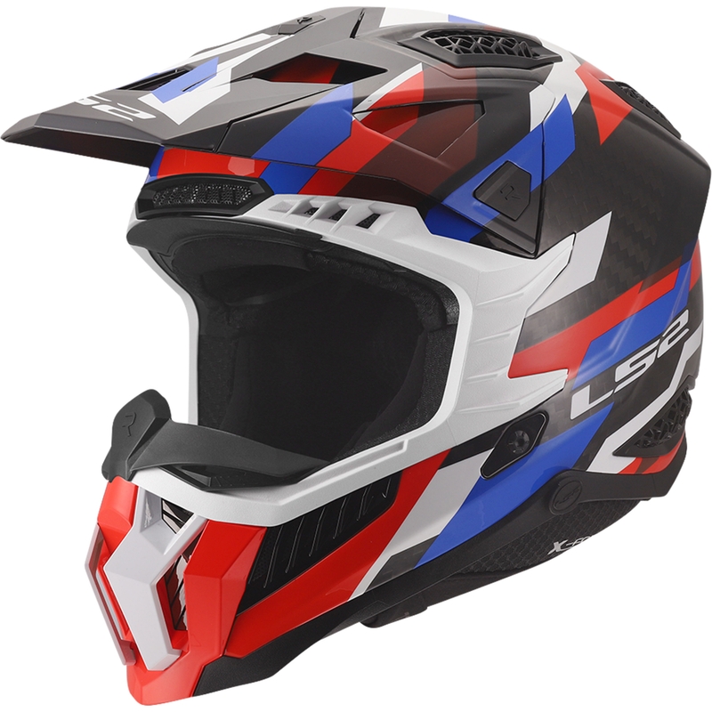 Motocrosskypärä LS2 MX703 X-Force Phantom kiiltävä valkoinen-sini-punainen