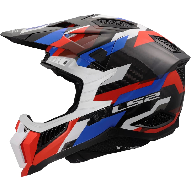 Motocrosskypärä LS2 MX703 X-Force Phantom kiiltävä valkoinen-sini-punainen