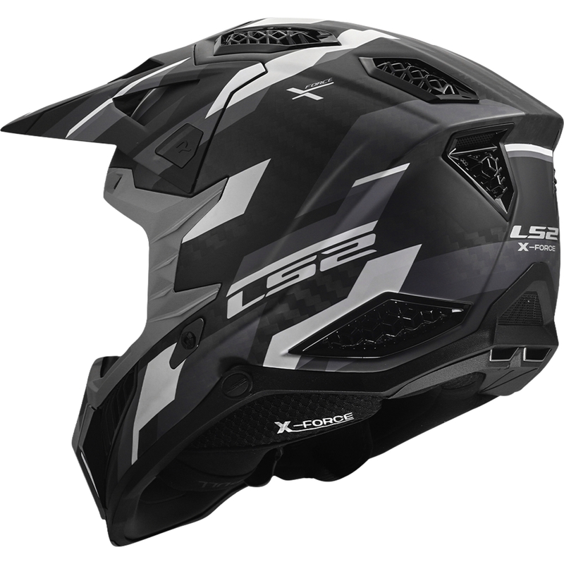 Motocross-kypärä LS2 MX703 X-Force Phantom mattamusta-harmaa
