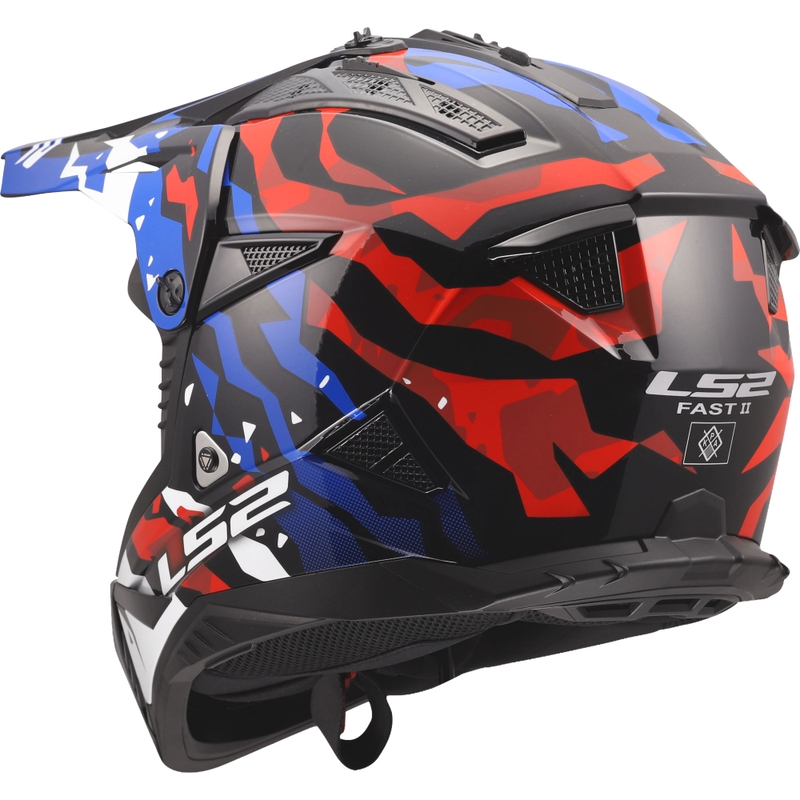 Motocrosskypärä LS2 MX708 Fast II Grotesk kiiltävä valkoinen-sini-punainen