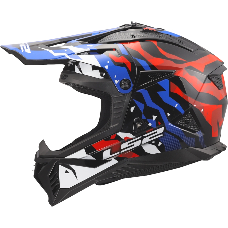 Motocrosskypärä LS2 MX708 Fast II Grotesk kiiltävä valkoinen-sini-punainen