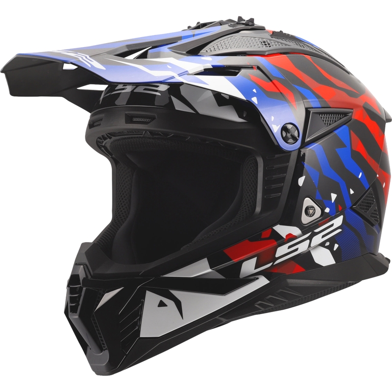 Motocrosskypärä LS2 MX708 Fast II Grotesk kiiltävä valkoinen-sini-punainen
