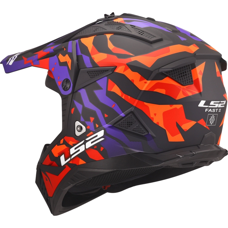 Motocrosskypärä LS2 MX708 Fast II Grotesk matta violetti-oranssi