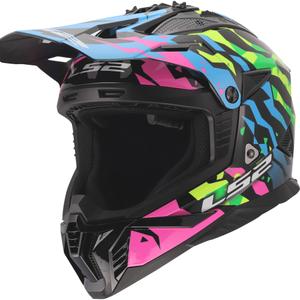 Motocrosskypärä LS2 MX708 Fast II Grotesk kiiltävä sini-pinkki-vihreä