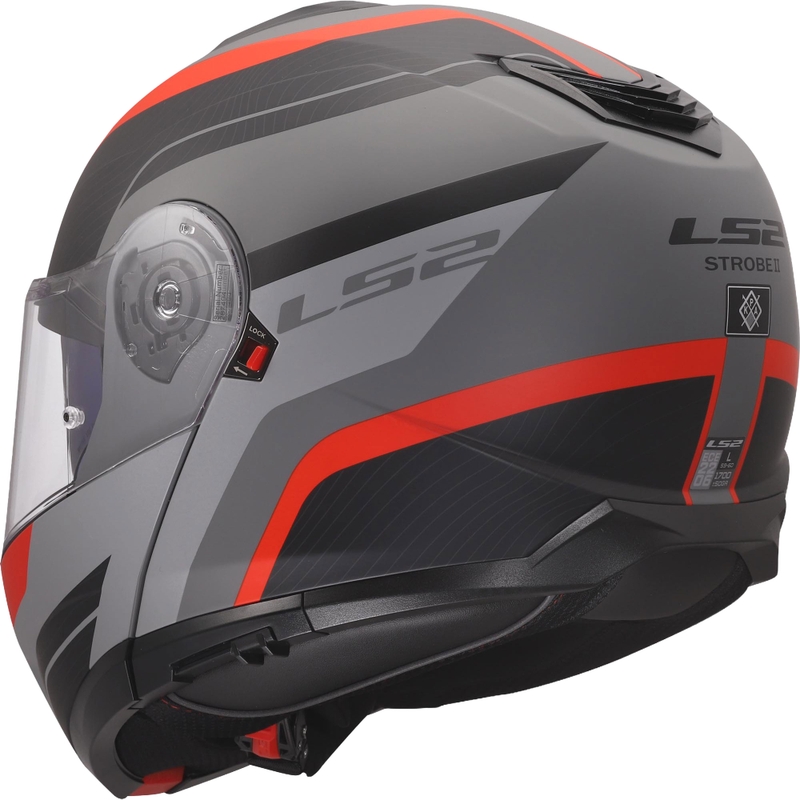 Avattava kypärä LS2 FF908 Strobe II Monza mattamusta-harmaa-punainen