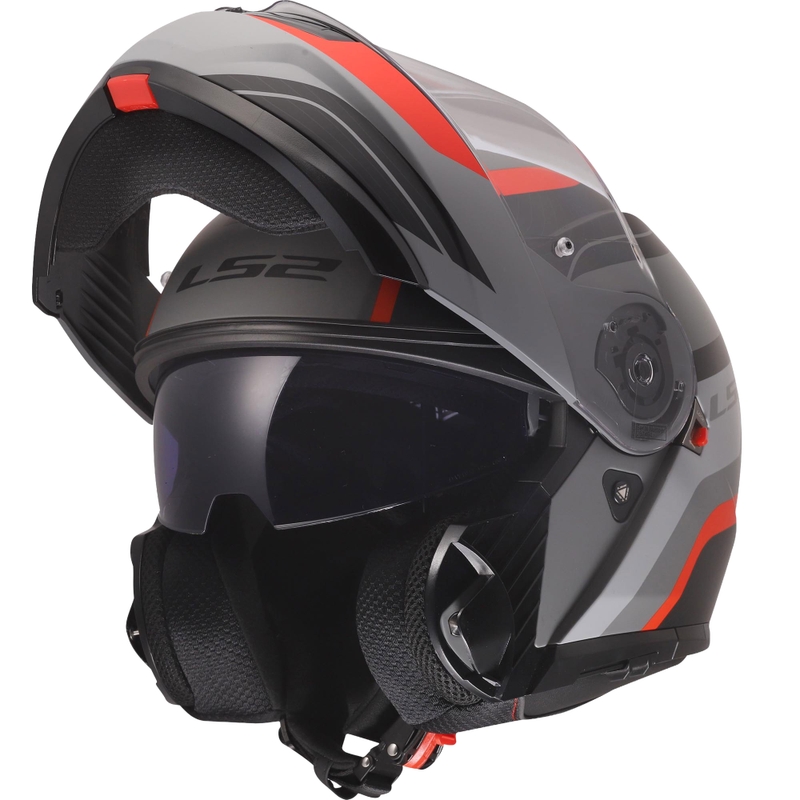 Avattava kypärä LS2 FF908 Strobe II Monza mattamusta-harmaa-punainen