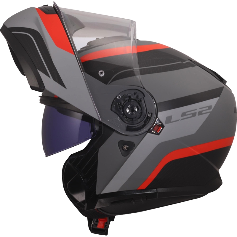 Avattava kypärä LS2 FF908 Strobe II Monza mattamusta-harmaa-punainen