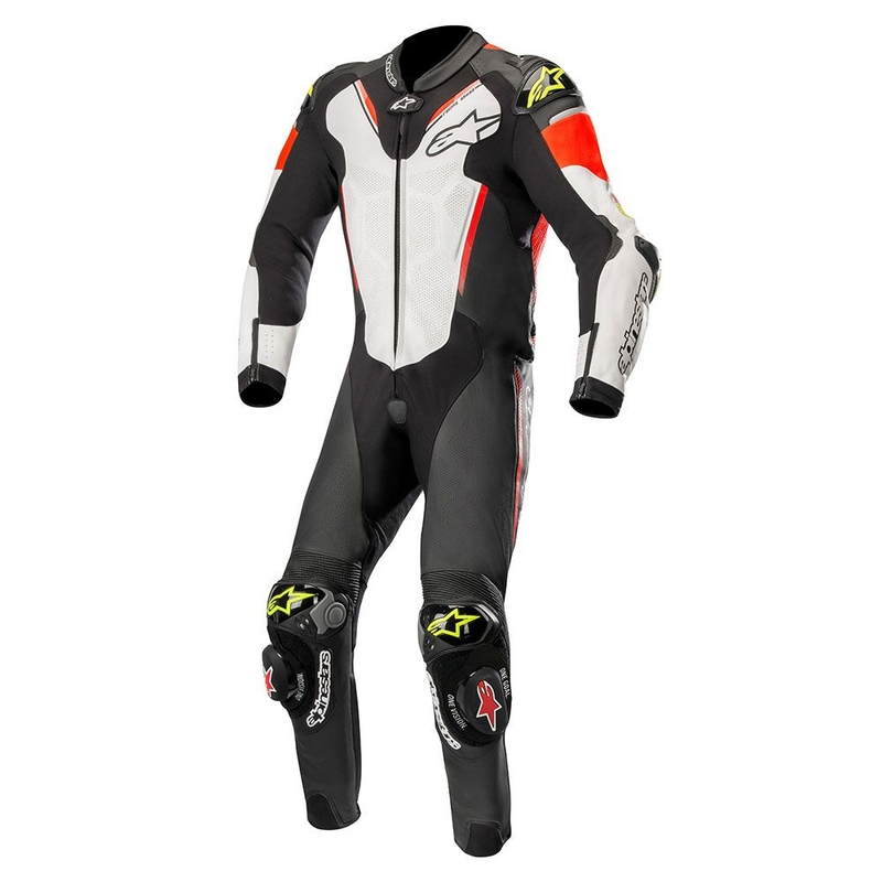 Jednodílná kombinéza Alpinestars Atem černo-bílo-fluo červeno- fluo žlutá