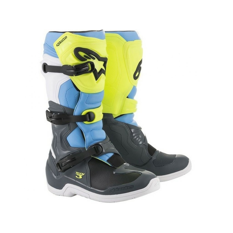 Boty na motorku Alpinestars Tech 3 černo-bílo-modro-fluo žluté