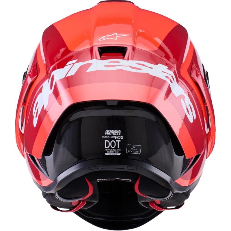 Alpinestars Supertech R10 Arius -moottoripyörän täysikypärä, fluoresoiva punainen-punainen-musta-valkoinen
