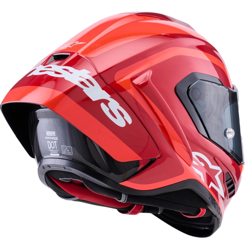 Alpinestars Supertech R10 Arius -moottoripyörän täysikypärä, fluoresoiva punainen-punainen-musta-valkoinen