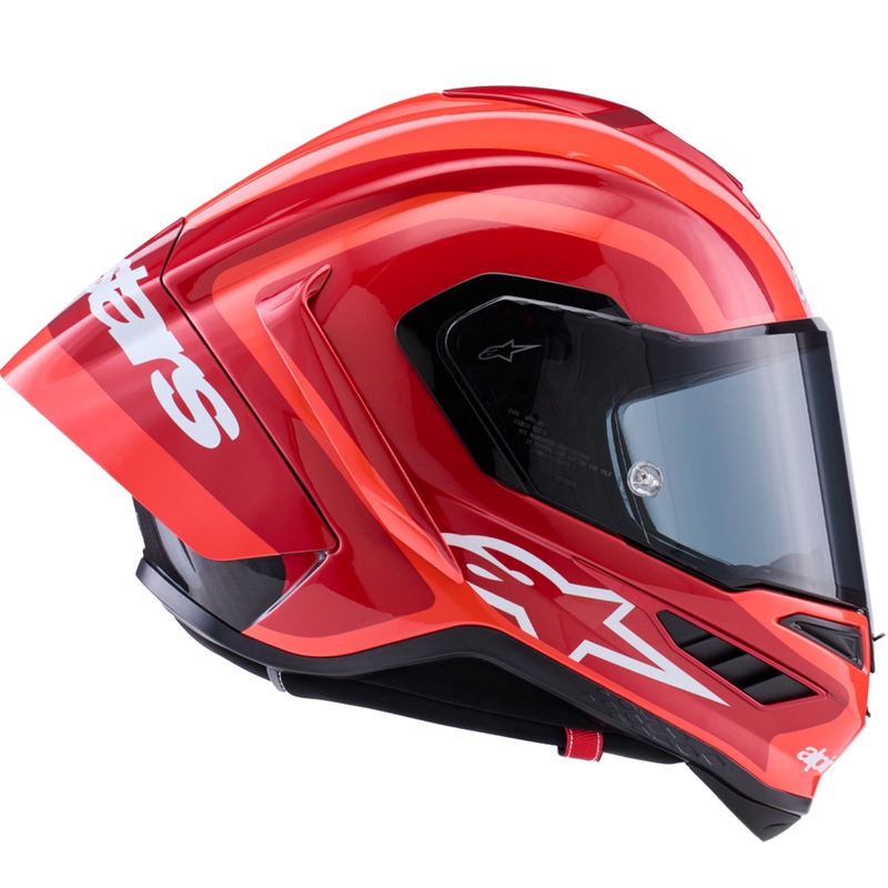 Alpinestars Supertech R10 Arius -moottoripyörän täysikypärä, fluoresoiva punainen-punainen-musta-valkoinen