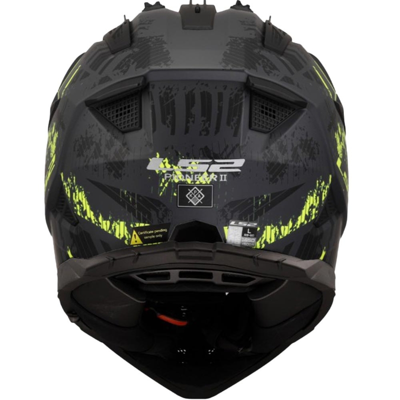 Enduro-moottoripyöräkypärä LS2 MX702 PIONEER II CRAZY musta-fluo keltainen