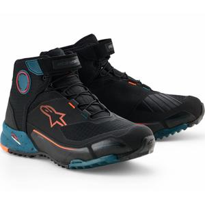 Alpinestars CR-X Drystar -moottoripyöräsaappaat musta-sini-fluore oranssi