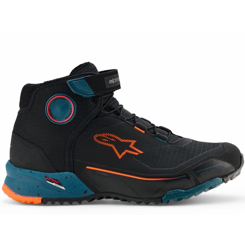 Alpinestars CR-X Drystar -moottoripyöräsaappaat musta-sini-fluore oranssi