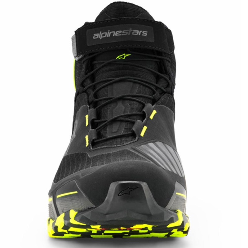 Alpinestars CR-X Drystar -moottoripyöräsaappaat musta-tummanharmaa-fluonkeltainen