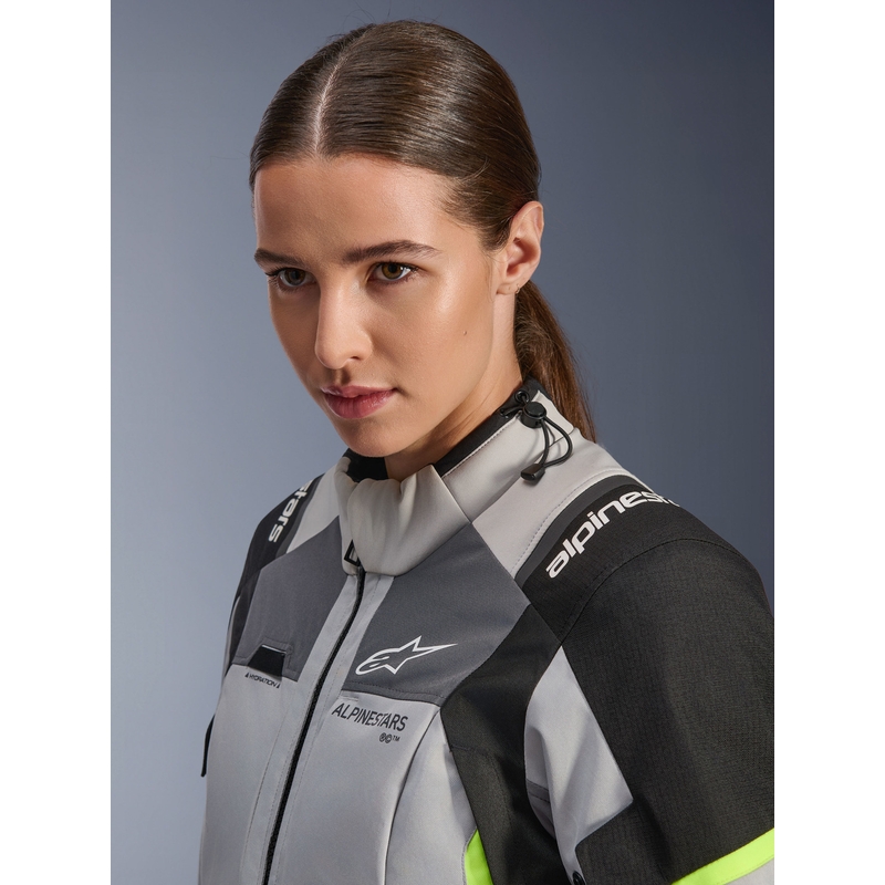 Alpinestars Stella Andes V4 Drystar Naisten Moottoripyörä Takki Tummanharmaa-Vaaleanharmaa-Musta-Fluo Keltainen