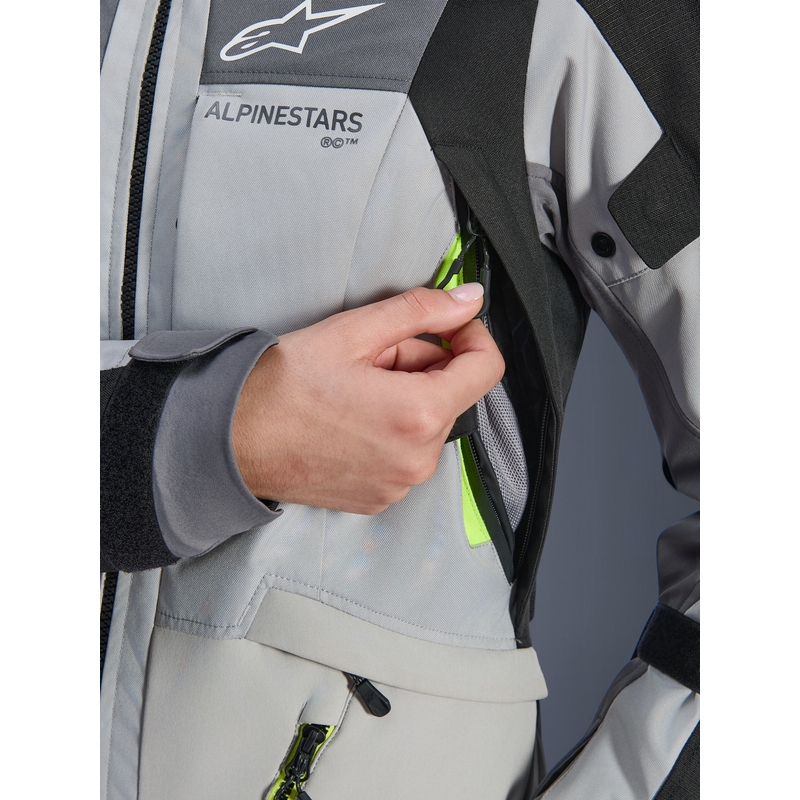 Alpinestars Stella Andes V4 Drystar Naisten Moottoripyörä Takki Tummanharmaa-Vaaleanharmaa-Musta-Fluo Keltainen