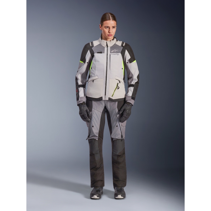 Alpinestars Stella Andes V4 Drystar Naisten Moottoripyörä Takki Tummanharmaa-Vaaleanharmaa-Musta-Fluo Keltainen