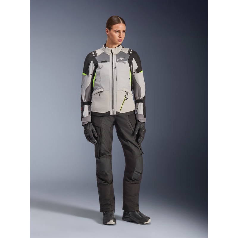 Alpinestars Stella Andes V4 Drystar Naisten Moottoripyörä Takki Tummanharmaa-Vaaleanharmaa-Musta-Fluo Keltainen