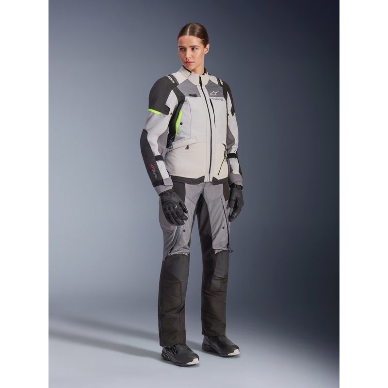 Alpinestars Stella Andes V4 Drystar Naisten Moottoripyörä Takki Tummanharmaa-Vaaleanharmaa-Musta-Fluo Keltainen