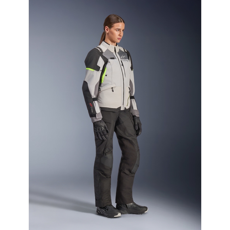 Alpinestars Stella Andes V4 Drystar Naisten Moottoripyörä Takki Tummanharmaa-Vaaleanharmaa-Musta-Fluo Keltainen
