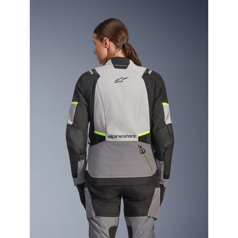 Alpinestars Stella Andes V4 Drystar Naisten Moottoripyörä Takki Tummanharmaa-Vaaleanharmaa-Musta-Fluo Keltainen