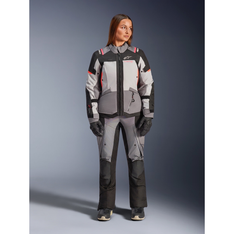 Alpinestars Stella Andes V4 Drystar Naisten Moottoripyörä Takki Tummanharmaa-Vaaleanharmaa-Musta-Punainen