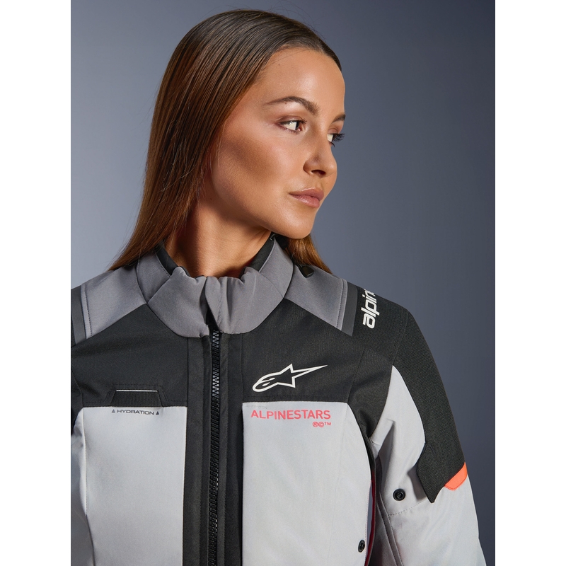 Alpinestars Stella Andes V4 Drystar Naisten Moottoripyörä Takki Tummanharmaa-Vaaleanharmaa-Musta-Punainen