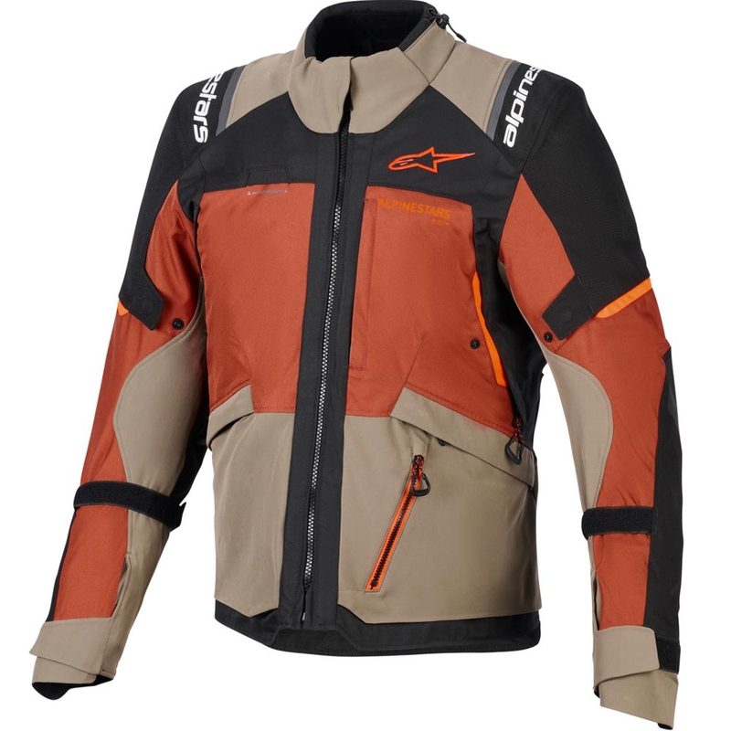 Alpinestars Andes V4 Drystar -moottoripyörätakki vaaleanruskea-tummanoranssi-musta