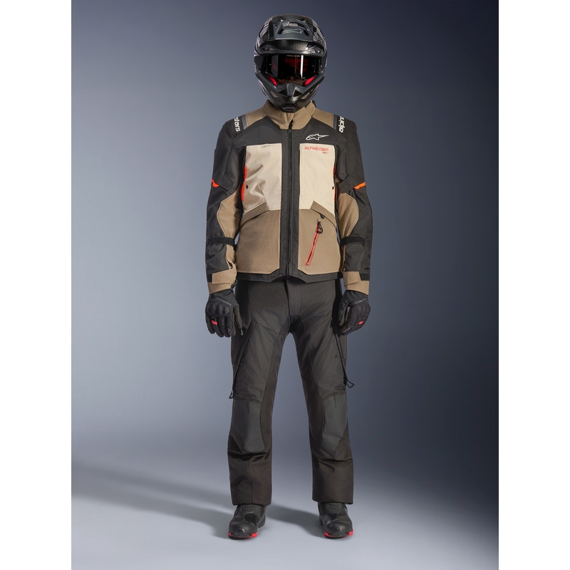 Alpinestars Andes V4 Drystar Moottoripyörä Takki Kermanvärinen-Vaaleanruskea-Musta-Fluo Oranssi