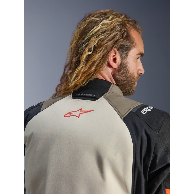 Alpinestars Andes V4 Drystar Moottoripyörä Takki Kermanvärinen-Vaaleanruskea-Musta-Fluo Oranssi