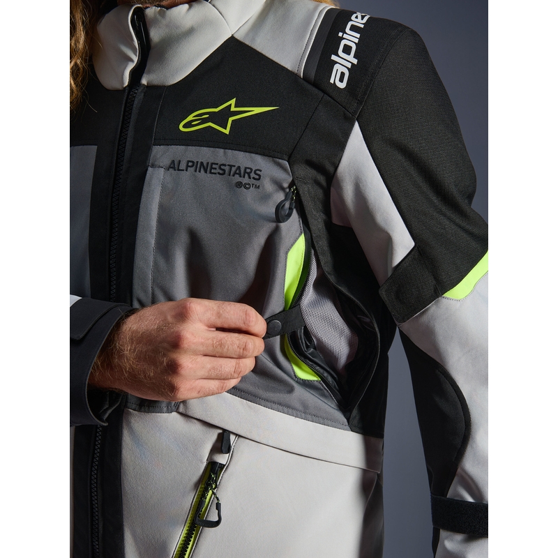 Alpinestars Andes V4 Drystar Moottoripyörä Takki Tummanharmaa-Vaaleanharmaa-Musta-Fluo Keltainen