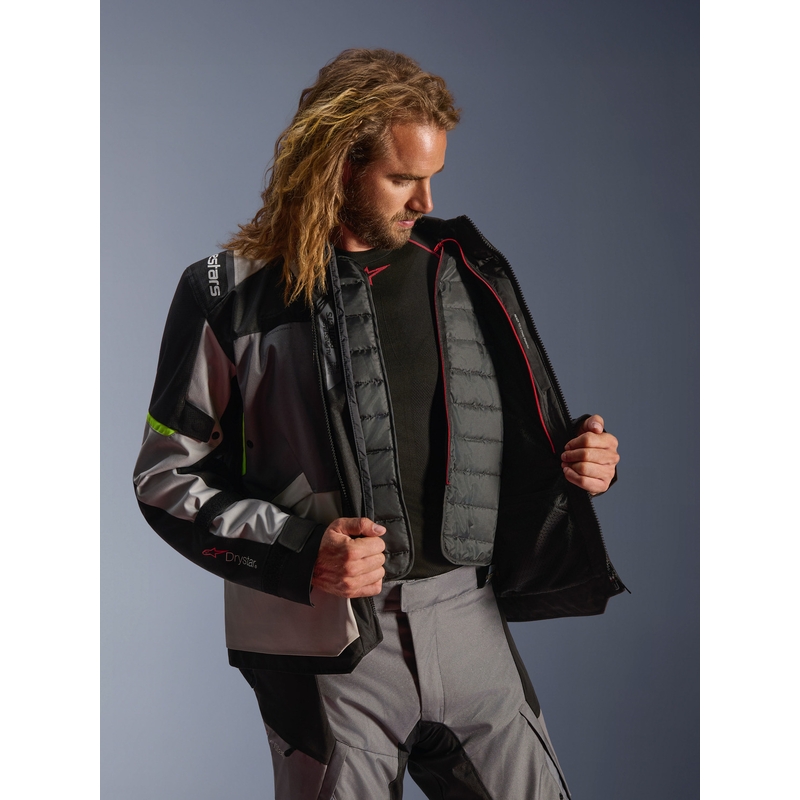 Alpinestars Andes V4 Drystar Moottoripyörä Takki Tummanharmaa-Vaaleanharmaa-Musta-Fluo Keltainen